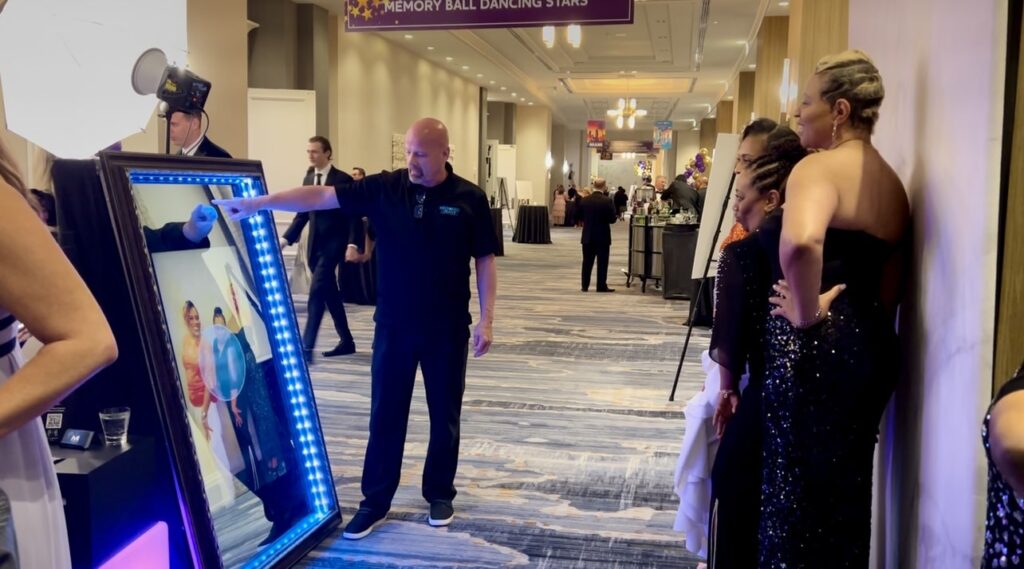 mirror photo booth at Alzheimers association fundraiser