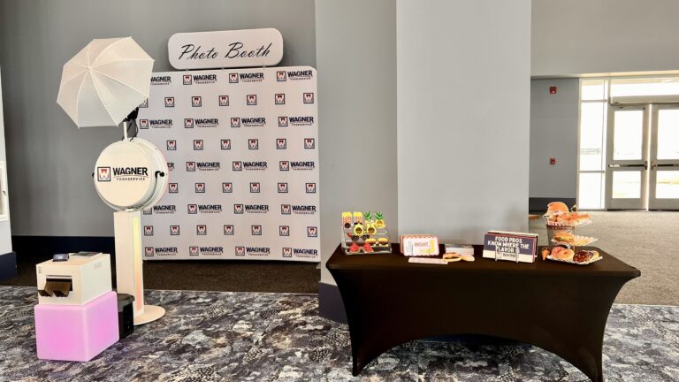 custom step and repeat backdrop and photo booth