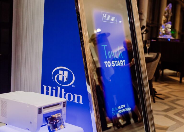 mirror booth branded at corporate event